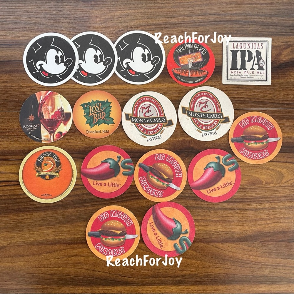 Restaurant Coasters Lot 16 Disney Collectible IPA Shock Top Chilis Monte Carlo
